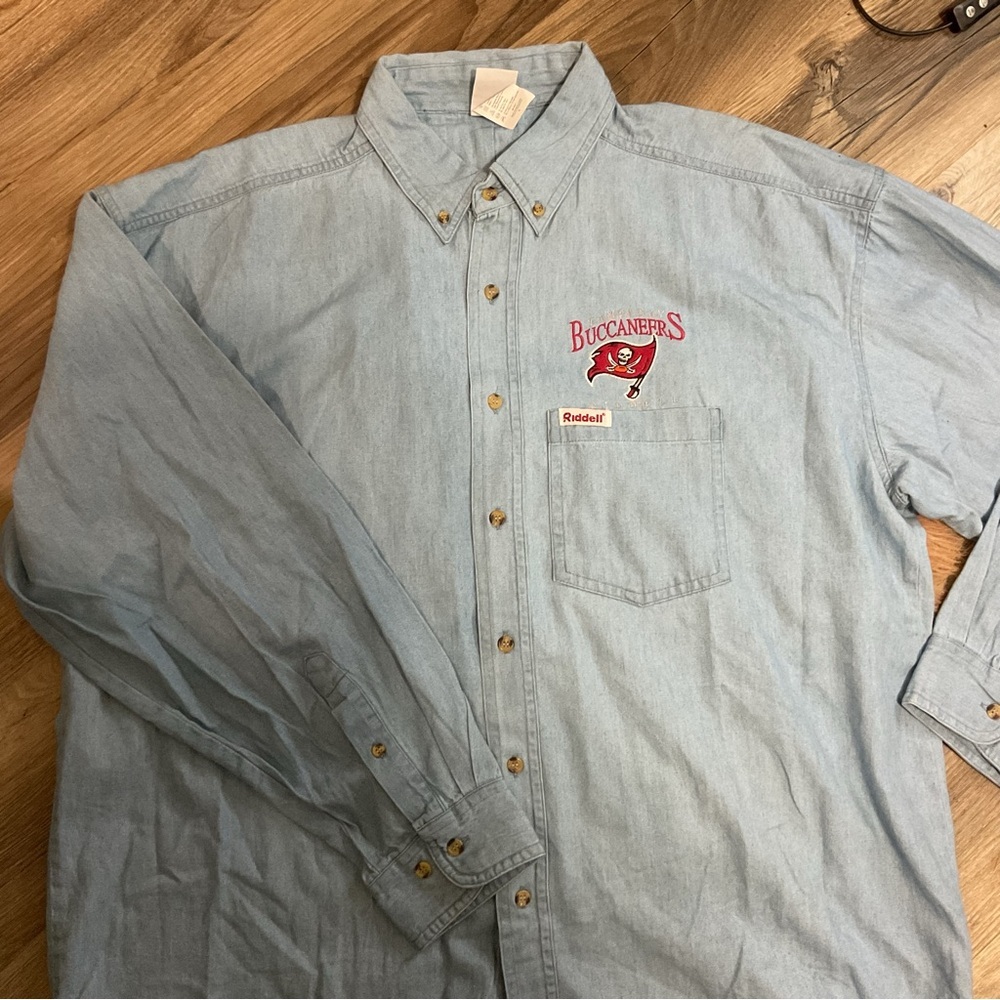 Buccaneers Denim Long Sleeve Button Down Shirt Size L VTG - Picture 4 of 9